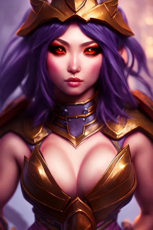 Prompt: sakimi chan, fantasy armor, detailed face, curvy, dynamic lighting, tony sart, unreal engine