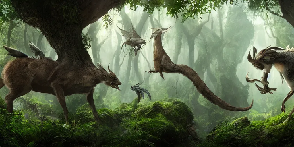 Image similar to a fauna animal design, lowbrow, 8 k, matte painting, fantasy, avatar movie