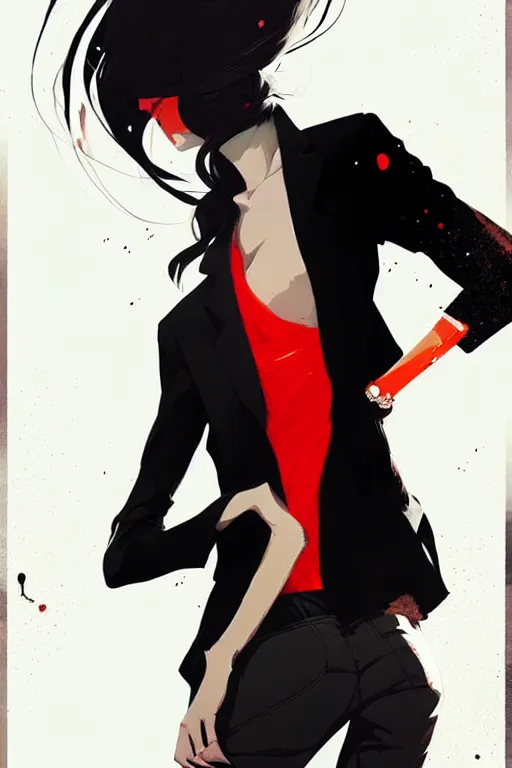 Image similar to a ultradetailed beautiful panting of a stylish woman in a black blazer, by conrad roset, greg rutkowski and makoto shinkai, trending on artstation