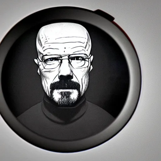 Prompt: walter white from the perspective of a ring doorbell camera, night, fisheye lens,