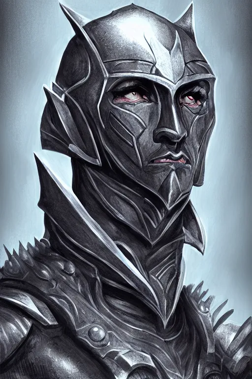 Image similar to head and shoulders portrait of an eldrich knight, drow, dark elf, shadar kai, armored, magical, male, high fantasy, d & d, by alexandre chaudret, face details, extremely detailed, digital illustration