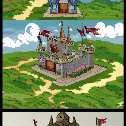 Prompt: Hyrule castle studio ghibli themed