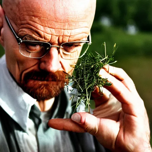 Image similar to walter white eating alfalfa, photography,