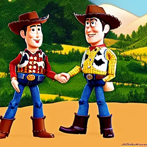 Image similar to brokeback mountain in the style of toy story