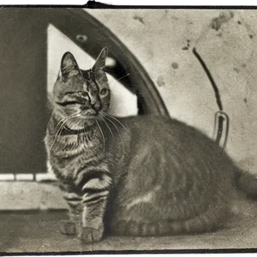 Prompt: standard issued cat in an emergency package in world war I. world war I photography. high resolution. grainy photo. W-1024