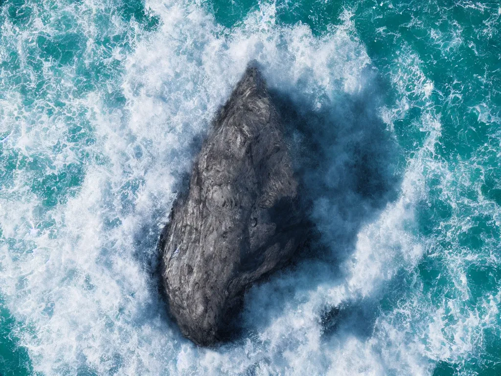 Prompt: photo of a giant face coming out from the ocean, ultra realistic, detailed, artstationHQ, artstationHD, 4k, 8k, aerial view