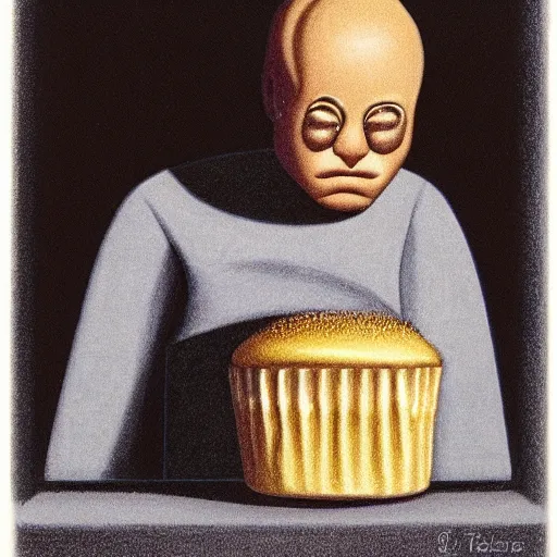 Image similar to cupcake drawn by george tooker