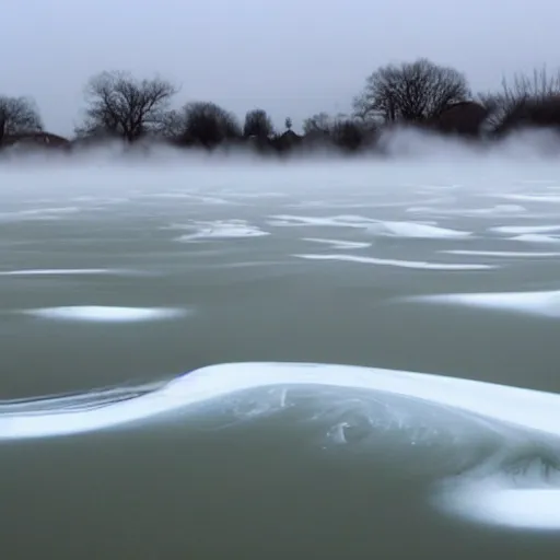 Image similar to milk flood, picture of milky waves of milk flooding through the town