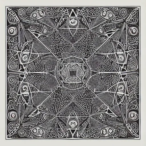 Image similar to “geometrically surreal order, extremely high detail, photorealistic, intricate line drawings, dotart, album art in the style of James Jean”