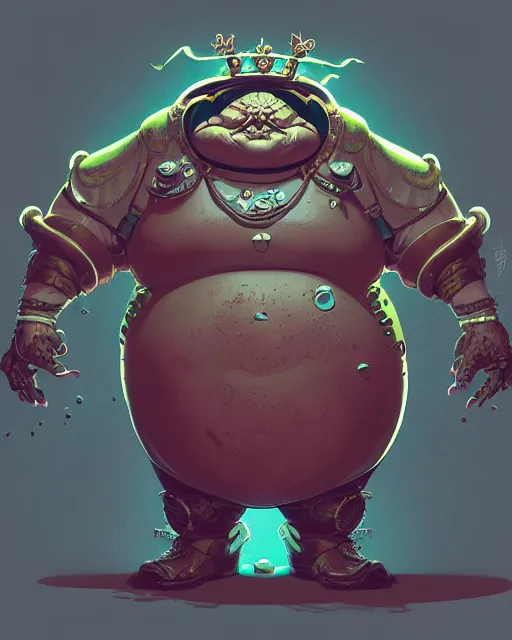 Prompt: a fat slimy anthropomorphic toad king wearing ornate cyberpunk armor, smooth, intricate, elegant, digital painting, artstation, steam, grungy steel, concept art, sharp focus, octane render, illustration, art by josan gonzalez, overwatch character,