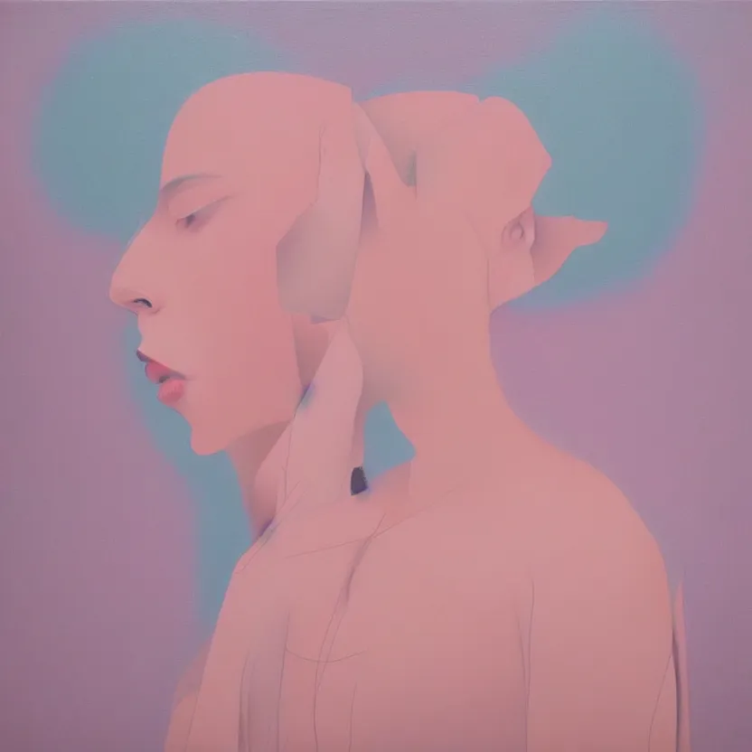 Prompt: neo - pop fine art western figurative painting with modern music culture influences by yoshitomo nara in an aesthetically pleasing natural and pastel color tones