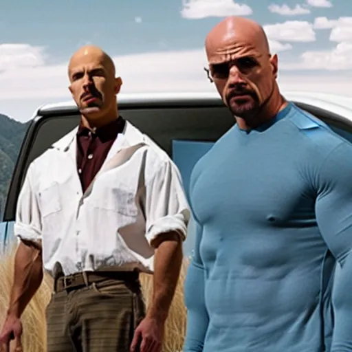 Image similar to Walter white and Dwayne the rock johnson in breaking bad