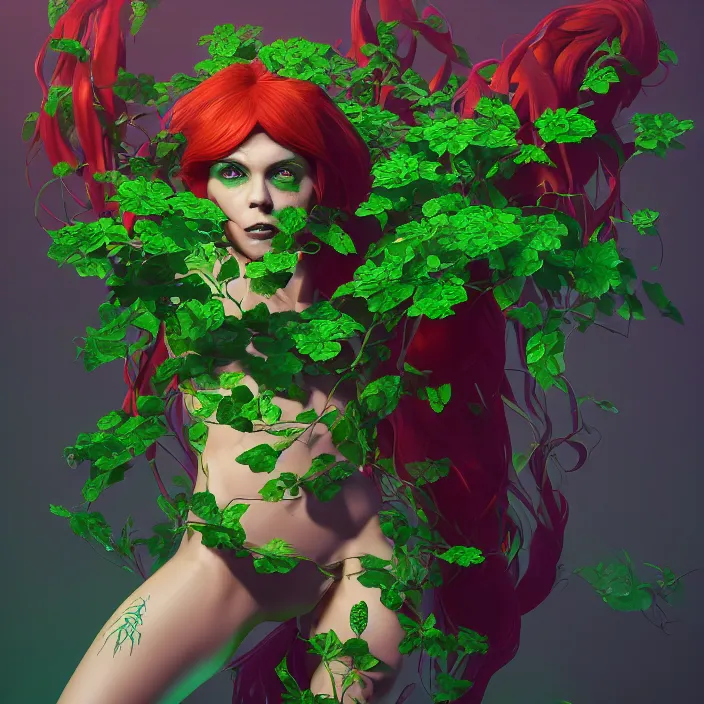 Image similar to portrait of Melanie C as a Poison Ivy. intricate artwork. by Tooth Wu, wlop, beeple, dan mumford. octane render, trending on artstation, greg rutkowski very coherent symmetrical artwork. cinematic, hyper realism, high detail, octane render, 8k