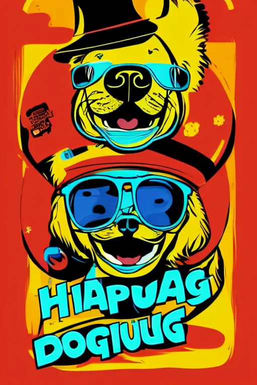 Image similar to happy dog, 7 6 retro futurist illustration art by butcher billy, sticker, colorful, illustration, highly detailed, simple, smooth and clean vector curves, no jagged lines, vector art, smooth andy warhol style