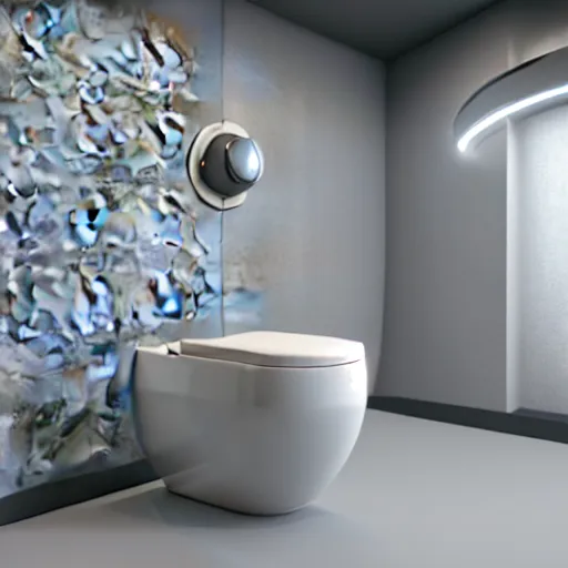 Image similar to : futuristic abstract bubbly toilet, cinematic lighting, hyper - realistic, detailed, marcel duchamp, render by c 4 d octane, unreal engine, 8 k 3 d render