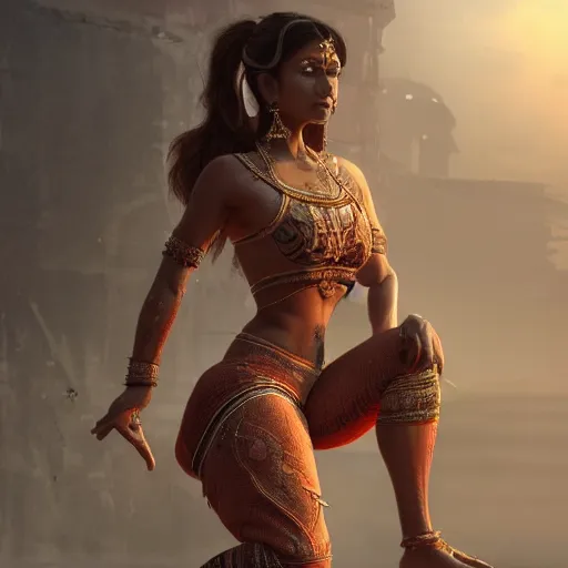 Prompt: indian woman doing squats, ultra realistic, concept art, intricate details, highly detailed, photorealistic, octane render, 8 k, unreal engine