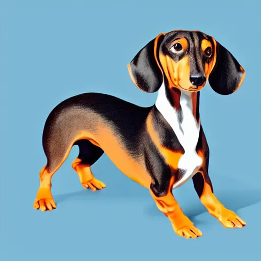 Image similar to A photo of an Dachshund, isometric view, white background