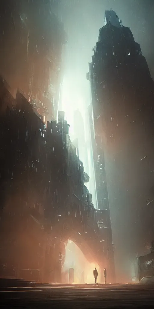 Image similar to mysterious stronghold entrance, blade runner, artstation contest winner. cinematic paint