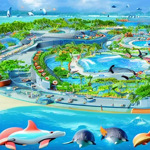 Image similar to Extremely cute!!! dolphin city, designed by dolphins, ran by dolphins