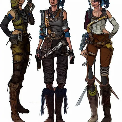 Prompt: full body concept art of a post-apocalyptic swashbuckler princess in the style of high fantasy art, borderlands, cell shaded in the style of Wild west art art trending on artstation deviantart Pinterest detailed High Resolution HD 8k cell shaded full colour bright colour