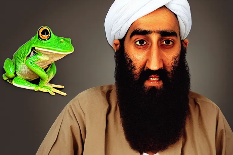 Image similar to Osama bin laden as a frog