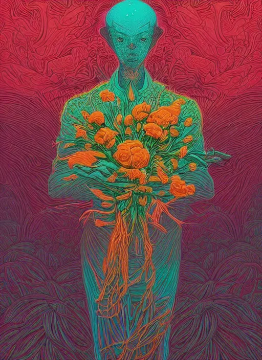 Prompt: symmetry!! stunning tuberose bouquet!! by victo ngai, kilian eng vibrant colours, dynamic lighting, digital art, winning award masterpiece, fantastically beautiful, illustration, aesthetically inspired by beksinski and dan mumford, trending on artstation, art by greg rutkowski, 8 k