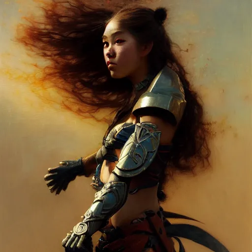 Image similar to a full body portrait of a good - lookiung girl wearing ninja armor, high detail, cleary see face, by gaston bussiere, bayard wu, greg rutkowski, odd nerdrum, maxim verehin, dan dos santos, masterpiece, sharp focus, cinematic lightning - h 8 6 8