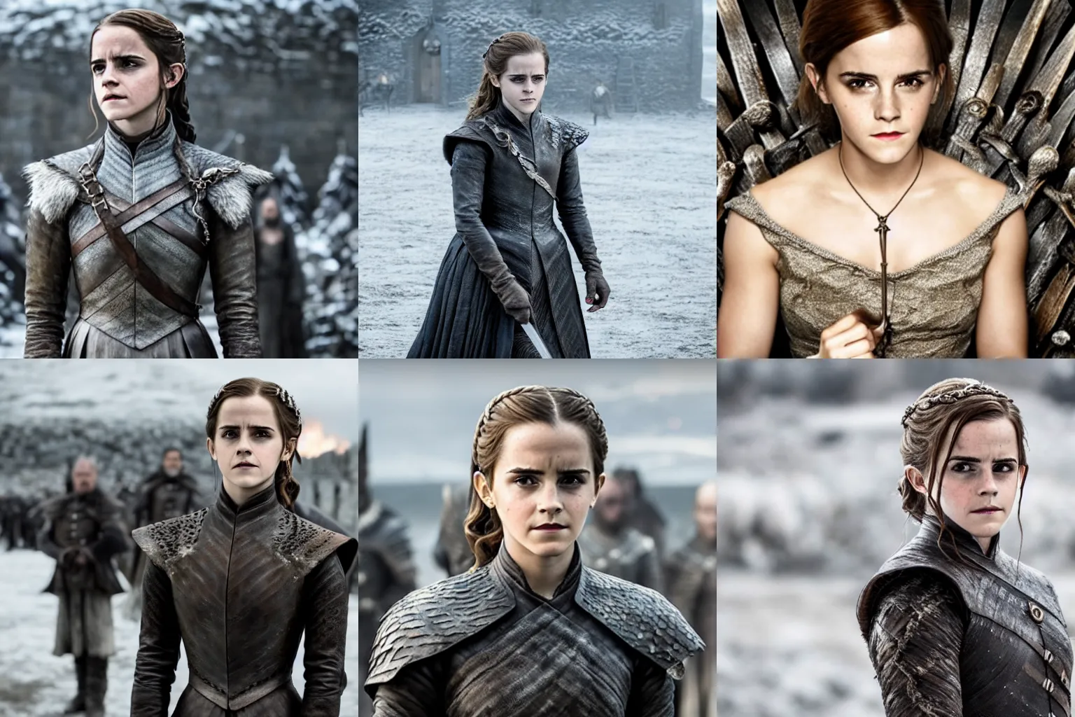 Prompt: Still of Emma Watson in Game of Thrones