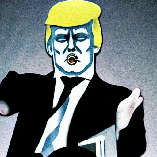 Prompt: Donald Trump as Max Headroom, vhs footage