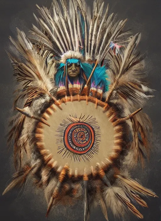 Image similar to indigenous shamanic drum, fantasy art, matte painting