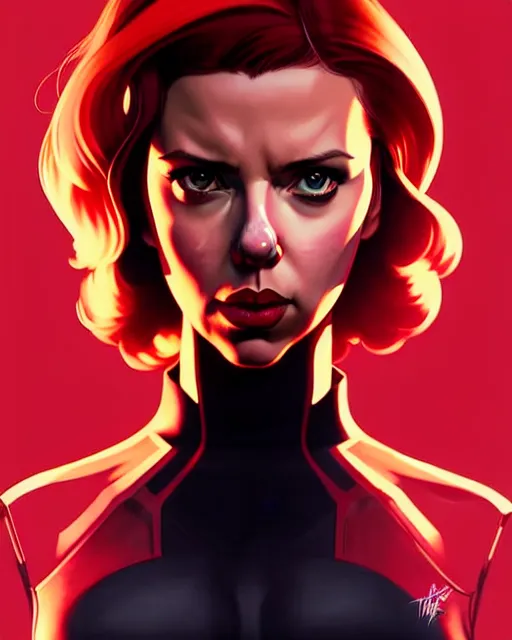 Prompt: rafael albuquerque comic art, peter mohrbacher, phil noto, artgerm, pretty scarlett johansson black widow, symmetrical eyes, long red hair