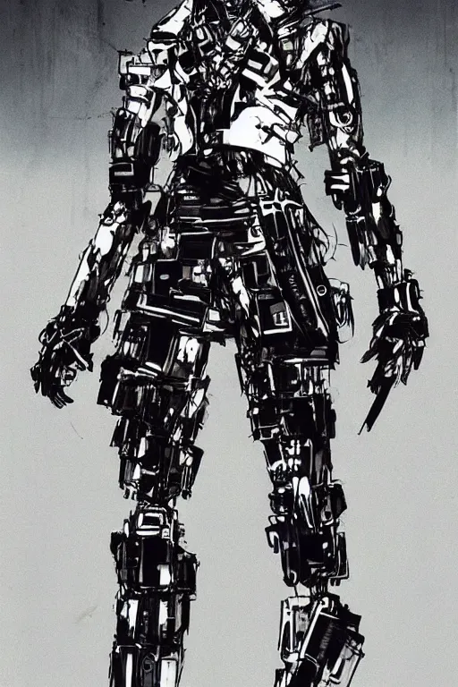 Image similar to streetwear fashion robot character design by yoji shinkawa