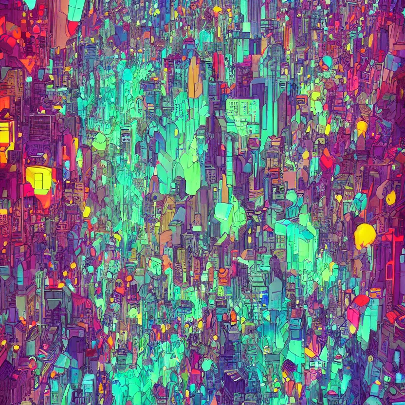 Image similar to a very detailed art of a city beeple and james jean, hiroyuki takahashi color scheme, digital art, 4 k, trending on artstation