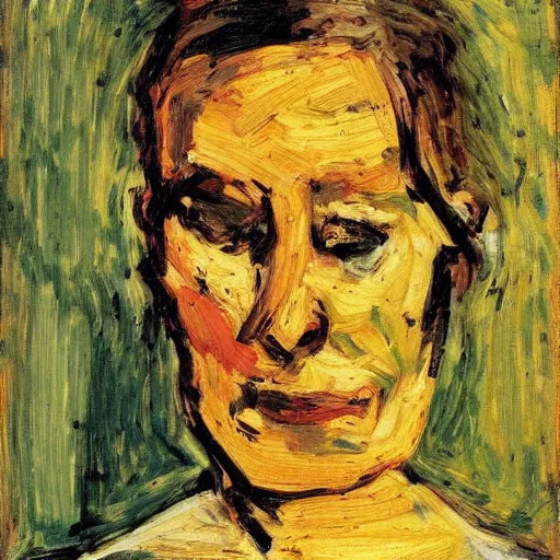 Prompt: a woman by frank auerbach