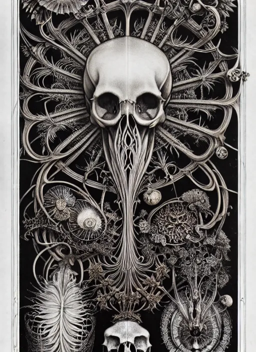 Image similar to art forms of nature by ernst haeckel, memento mori by arthur rackham, ornate antique porcelain beautiful skull mask, ultrasharp, photorealistic, hyperdetailed, octane render, polished, art nouveau, neo - gothic, gothic, intricate ornamental organic filigree, art nouveau botanicals, art forms of nature by ernst haeckel, horizontal symmetry, symbolist, visionary