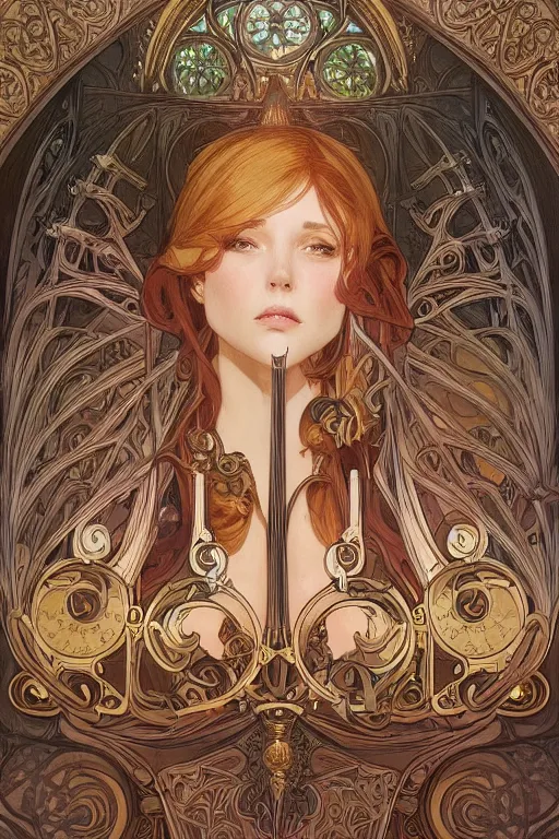 Image similar to pipe organ, d & d, fantasy, intricate, elegant, highly detailed, digital painting, artstation, concept art, smooth, sharp focus, illustration, art by artgerm and alphonse mucha and john howe