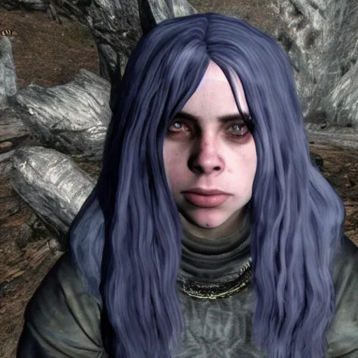 Image similar to Billie Eilish in Skyrim