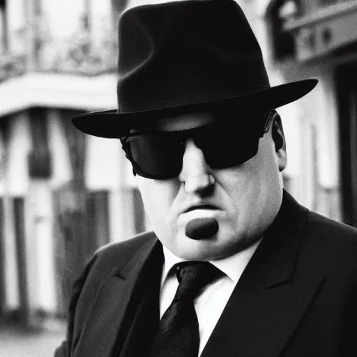 Prompt: film still featuring peter griffin as a mob boss, italian mafia, gangster film, directed by martin scorcese