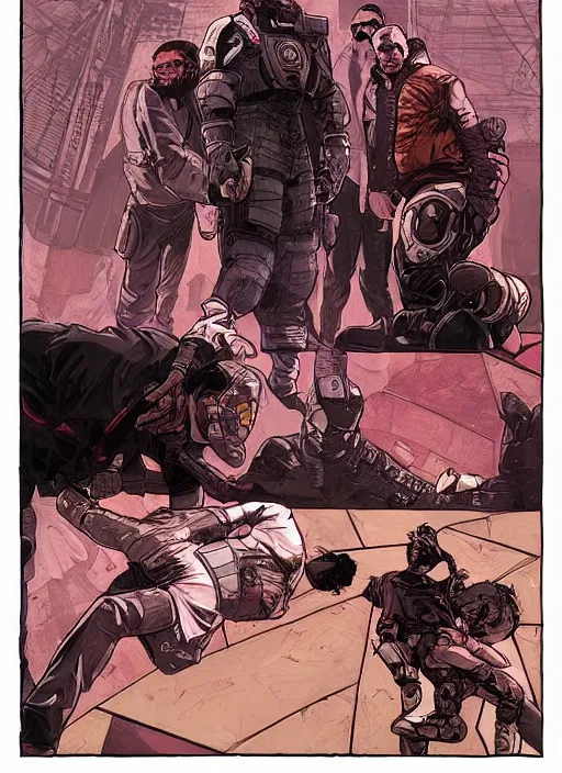 Image similar to cyberpunk jujitsu match. portrait by ashley wood and alphonse mucha and laurie greasley and josan gonzalez and james gurney. splinter cell, apex legends, rb 6 s, hl 2, d & d, cyberpunk 2 0 7 7. realistic face. character clothing. vivid color. dystopian setting.