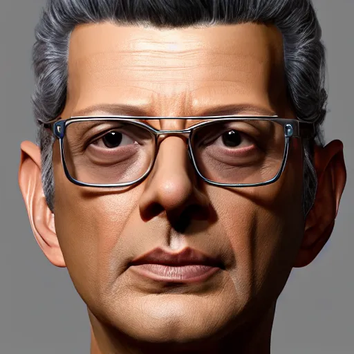 Prompt: hyperrealistic jeff goldblum, lifelike 3 d render inspired by istvan sandorfi & xiang duan, perfect facial symmetry, dim volumetric cinematic lighting, 8 k octane comprehensive render, extreme hyper - detailed attributes & atmosphere, intricate, impossibly lifelike composition, masterpiece, artstation, stunning,