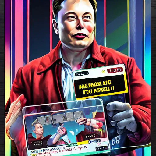 Image similar to elon musk, the trading card game, 8 k digital illustration