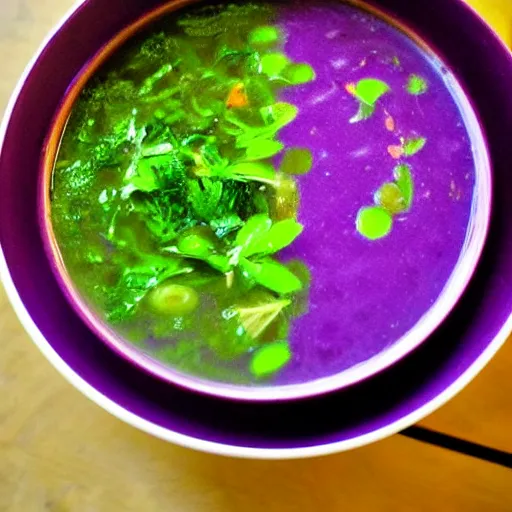 Image similar to a purple and green soup.