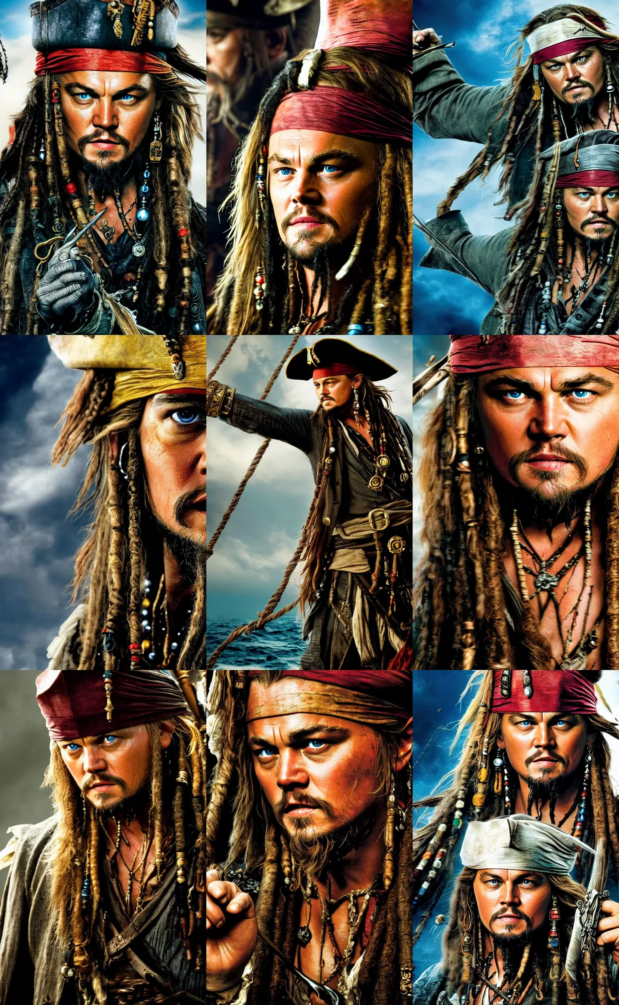 Prompt: photo of leonardo dicaprio in pirates of caribbean. highly detailed 8 k. intricate. nikon d 8 5 0 5 5 mm. award winning photography