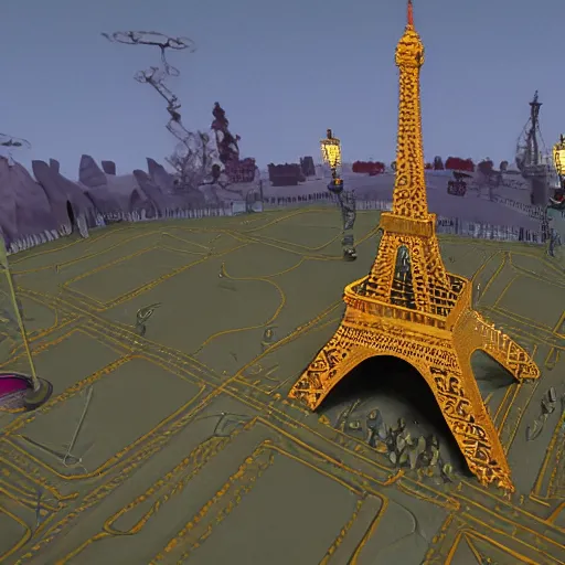 Prompt: Screenshot of Eiffel tower in the game The Neverhood (1996), claymation, 8k, high quality