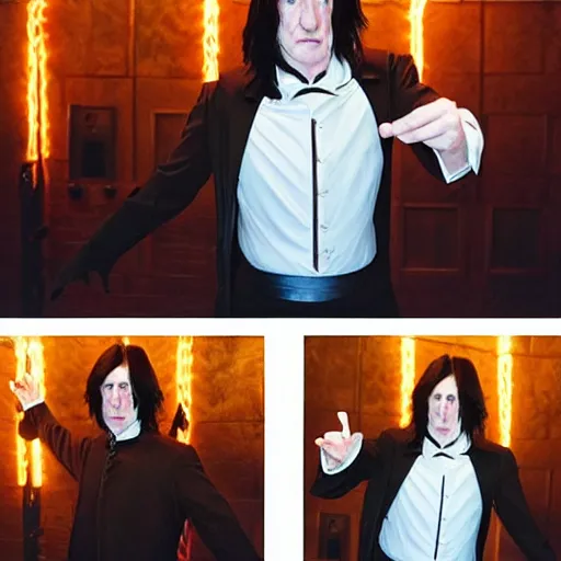 Prompt: Severus Snape dance in a bar, neon, realistic, full body, very detailed, super realistic