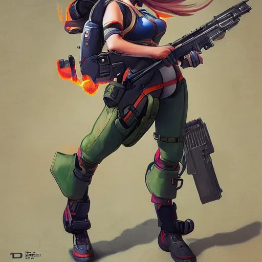 Prompt: d. va from overwatch holding ak 4 7 rifle, ektachrome bomber jacket, frank frazetta style