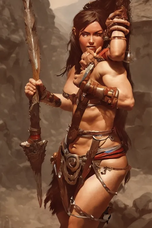 Image similar to barbarian woman, accurate anatomy, only two hands, highly detailed, digital painting, artstation, concept art, smooth, sharp focus, illustration, Unreal Engine 5, 8K, art by ross tran and greg rutkowski and alphonse Mucha