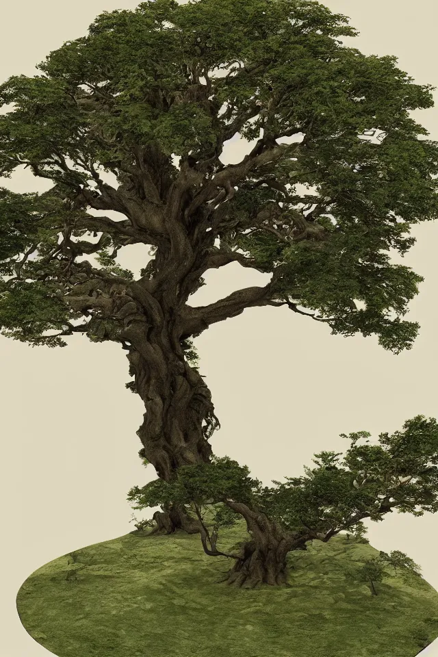 Image similar to the big soul tree of the earth, circular base surrounding grand tree, cinematic, intricate detail, small details, volumetric lighting, photorealistic