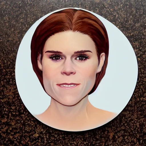 Image similar to a cup cake with vanilla frosting in the shape of the face of kate mara, 4 k, hyperdetailed, photorealism