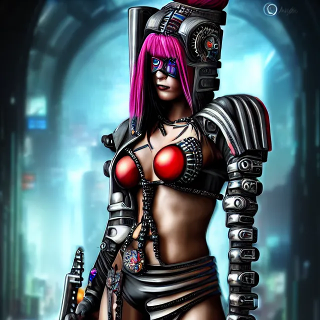 Image similar to cyberpunk harlequin warrior, highly detailed, 4 k, hdr, smooth, sharp focus, high resolution, award - winning photo, anne stokes, photorealistic